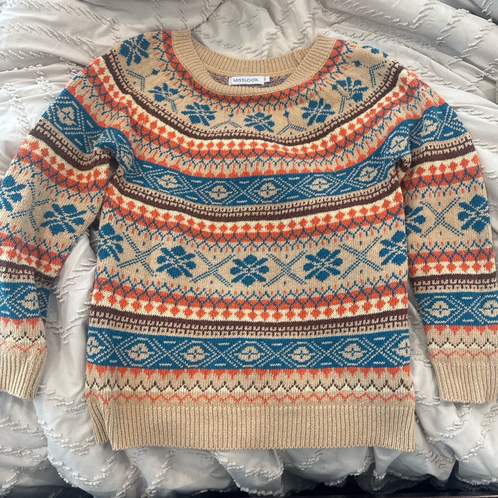 MISSLOOK Multicolor Patterned Crew Neck Sweater - image 2